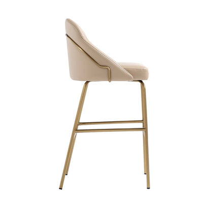 Manhattan Comfort - Gracie Leatherette Barstool with Steel Legs in Tan and Gold - BS022-GTN veiw 3