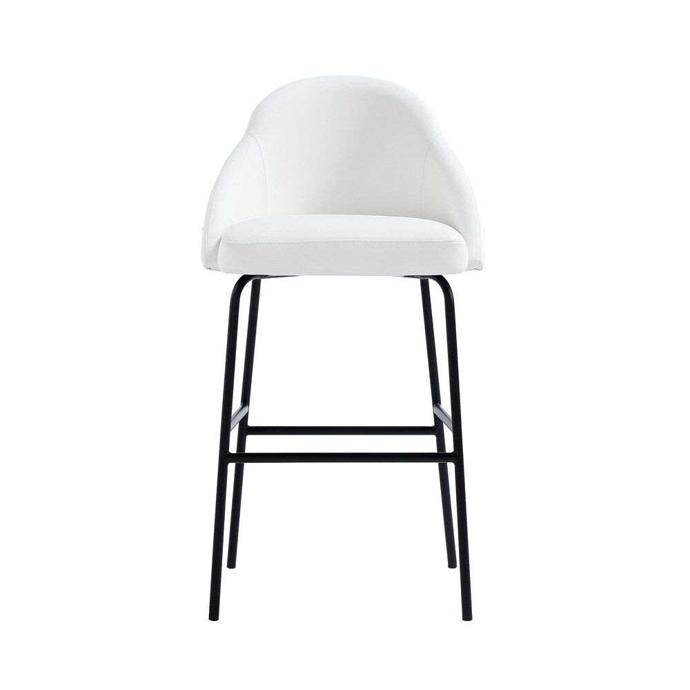 Manhattan Comfort - Gracie Leatherette Barstool with Steel Legs in White and Black - BS022-BWH veiw 1
