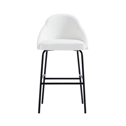 Manhattan Comfort - Gracie Leatherette Barstool with Steel Legs in White and Black - BS022-BWH veiw 1