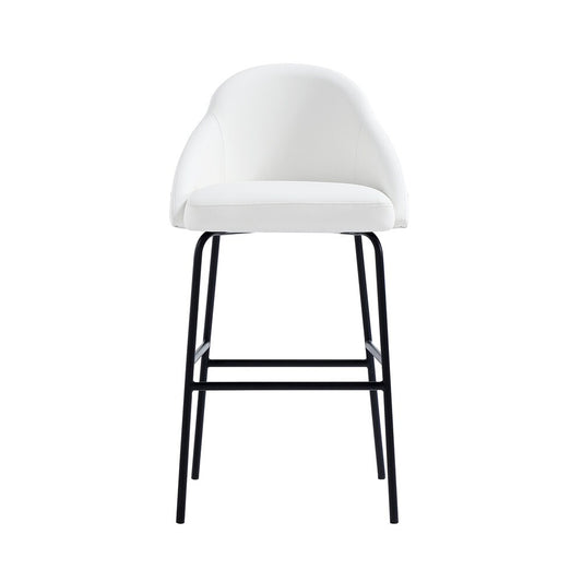 Manhattan Comfort - Gracie Leatherette Barstool with Steel Legs in White and Black - BS022-BWH veiw 1