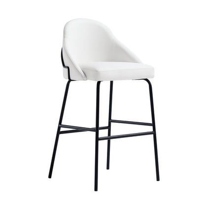 Manhattan Comfort - Gracie Leatherette Barstool with Steel Legs in White and Black - BS022-BWH veiw 2