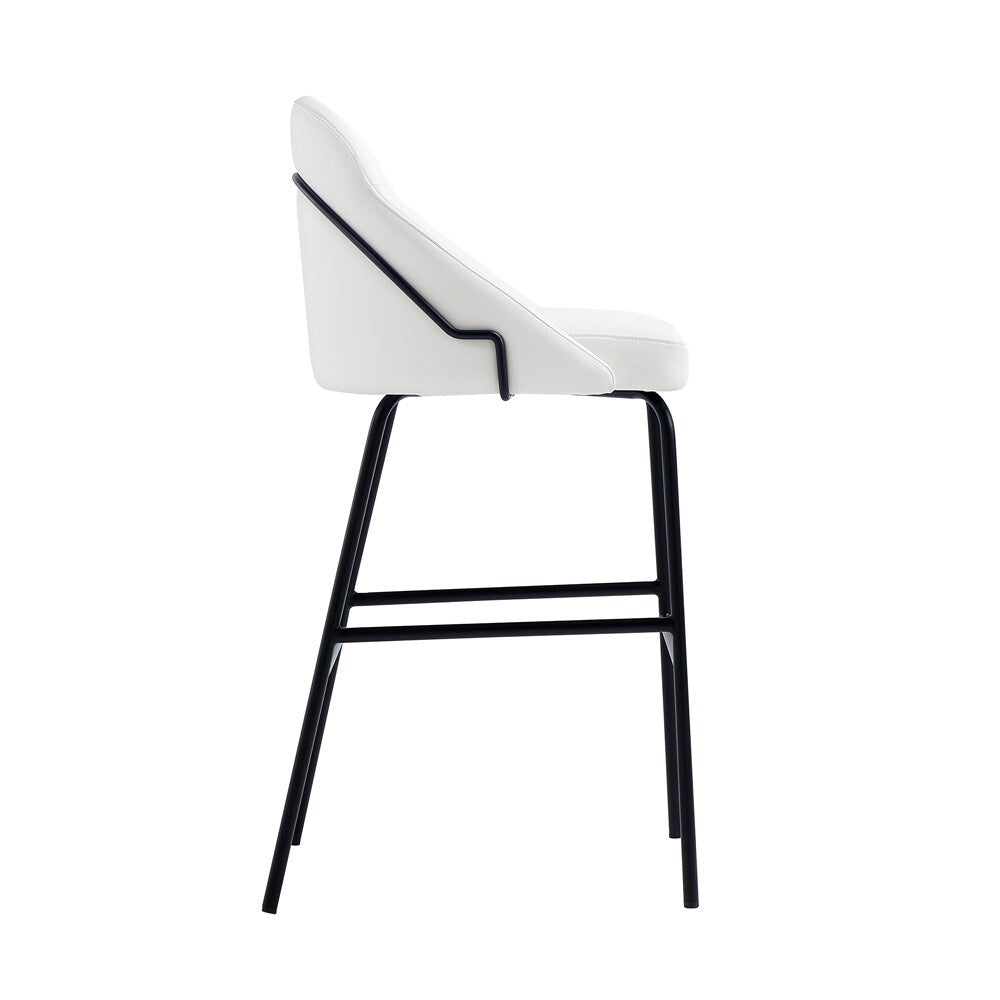Manhattan Comfort - Gracie Leatherette Barstool with Steel Legs in White and Black - BS022-BWH veiw 3