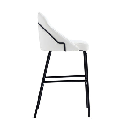 Manhattan Comfort - Gracie Leatherette Barstool with Steel Legs in White and Black - BS022-BWH veiw 3