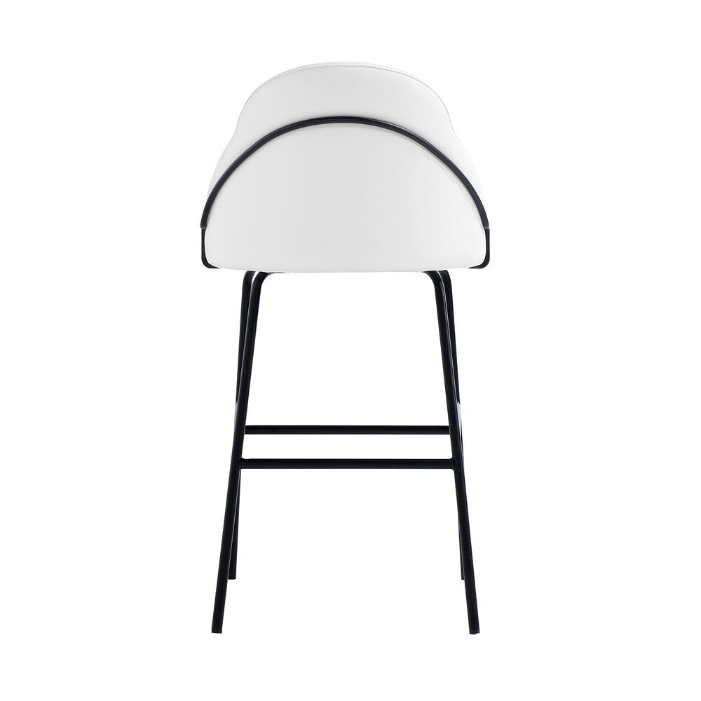 Manhattan Comfort - Gracie Leatherette Barstool with Steel Legs in White and Black - BS022-BWH veiw 4