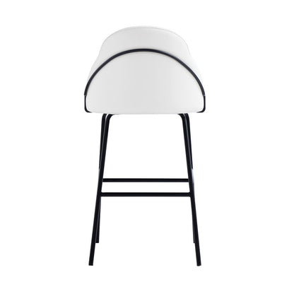 Manhattan Comfort - Gracie Leatherette Barstool with Steel Legs in White and Black - BS022-BWH veiw 4