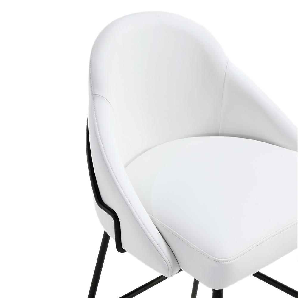 Manhattan Comfort - Gracie Leatherette Barstool with Steel Legs in White and Black - BS022-BWH veiw 7