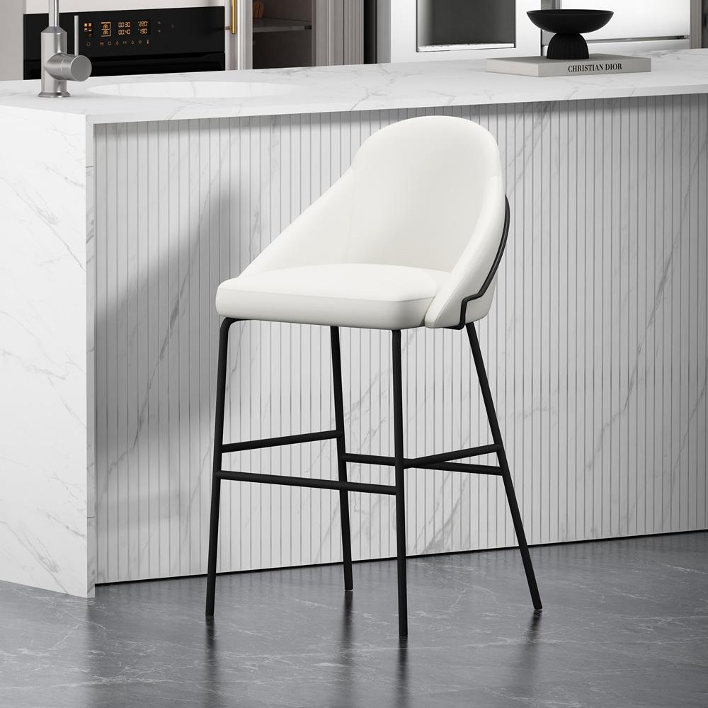 Manhattan Comfort - Gracie Leatherette Barstool with Steel Legs in White and Black - BS022-BWH veiw 8