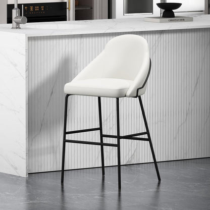 Manhattan Comfort - Gracie Leatherette Barstool with Steel Legs in White and Black - BS022-BWH veiw 8