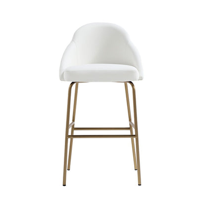 Manhattan Comfort - Gracie Leatherette Barstool with Steel Legs in White and Gold - BS022-GWH veiw 1