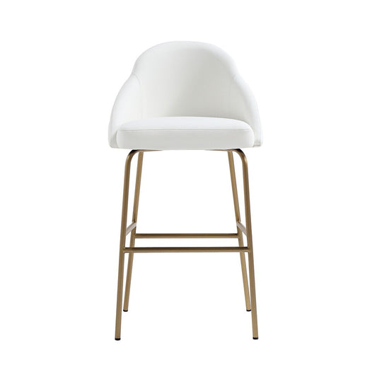 Manhattan Comfort - Gracie Leatherette Barstool with Steel Legs in White and Gold - BS022-GWH veiw 1