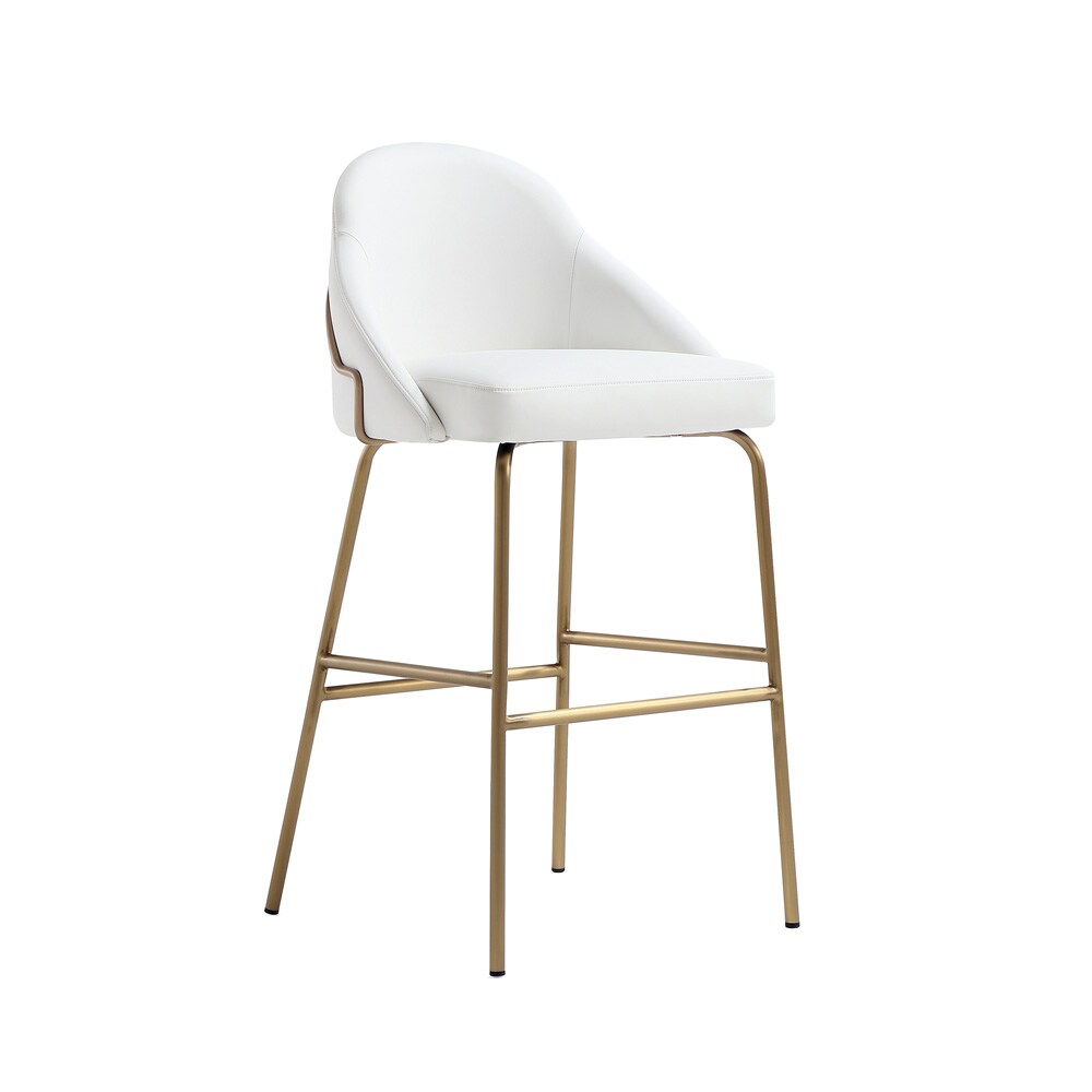 Manhattan Comfort - Gracie Leatherette Barstool with Steel Legs in White and Gold - BS022-GWH veiw 2
