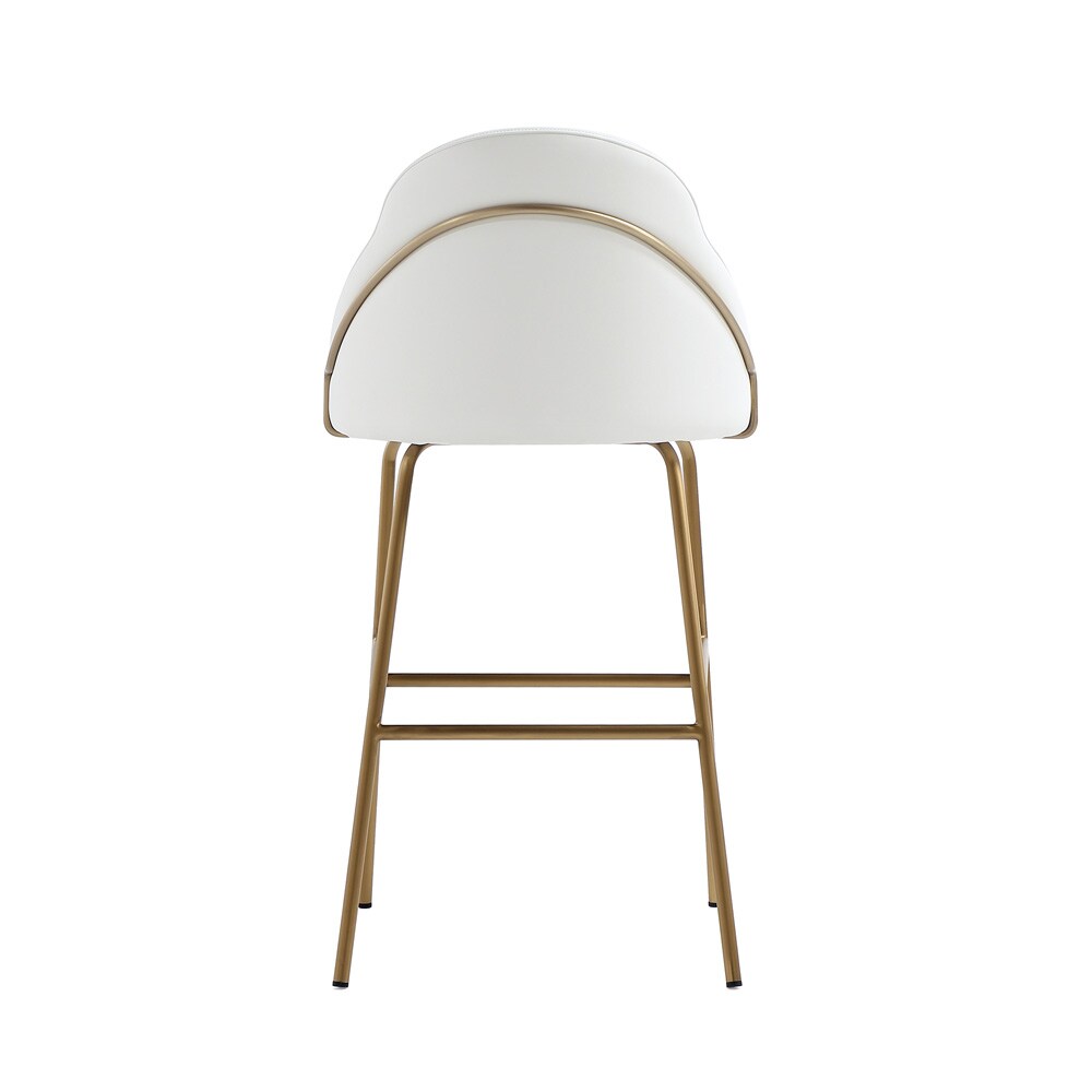 Manhattan Comfort - Gracie Leatherette Barstool with Steel Legs in White and Gold - BS022-GWH veiw 3