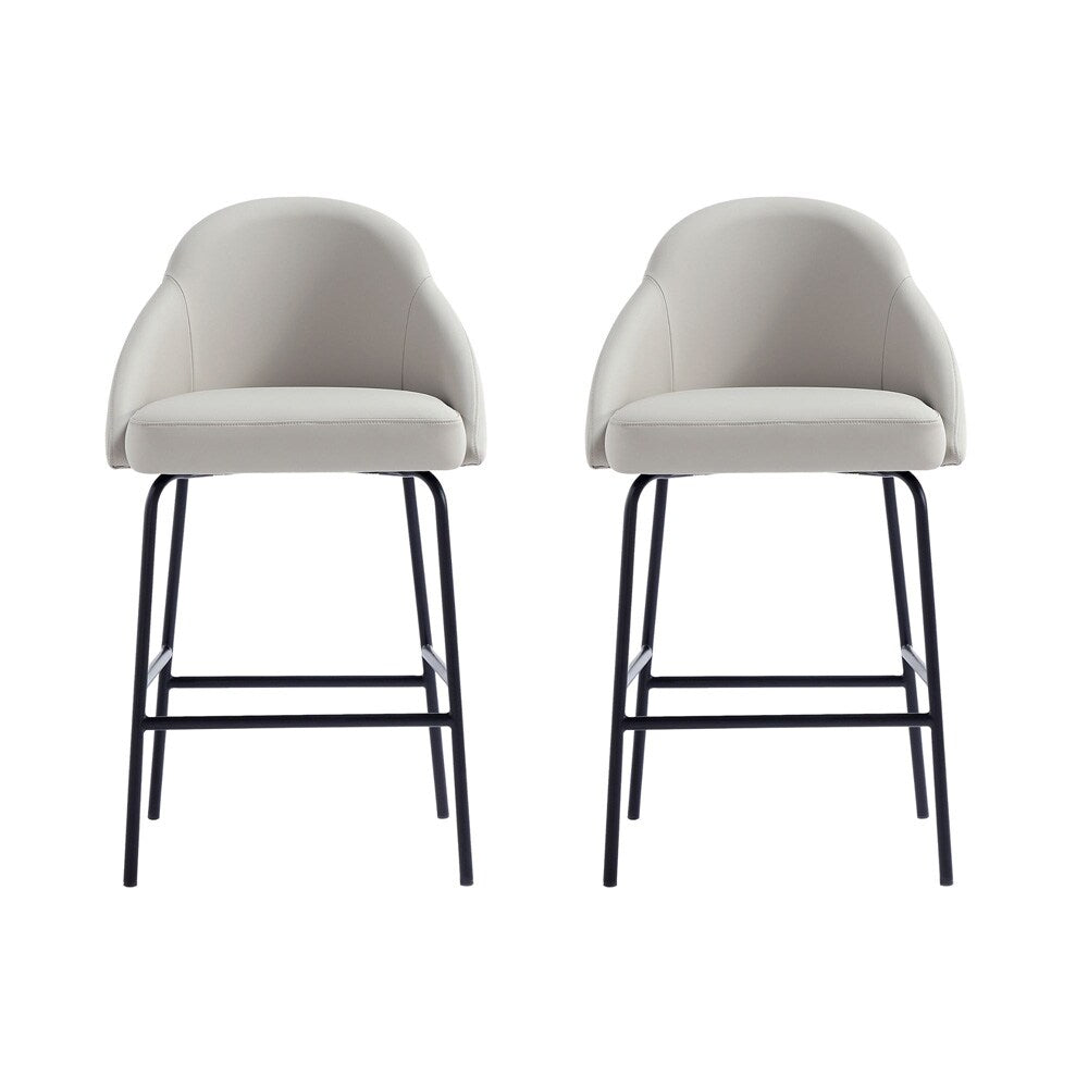 Manhattan Comfort - Gracie Leatherette Counter Stool with Steel Legs in Stone and Black - Set of 2 - 2-CS019-BST veiw 1