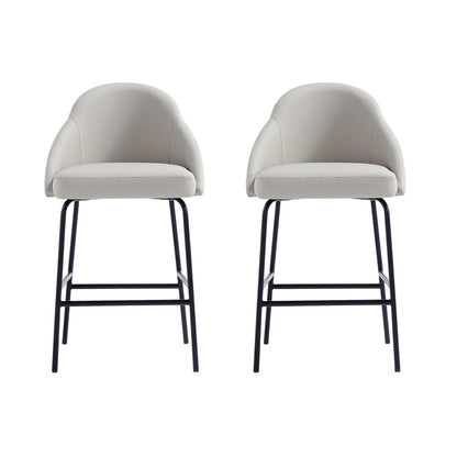 Manhattan Comfort - Gracie Leatherette Counter Stool with Steel Legs in Stone and Black - Set of 2 - 2-CS019-BST veiw 1