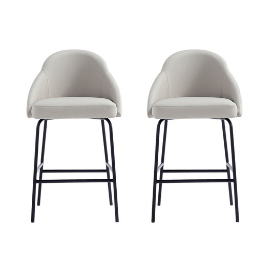 Manhattan Comfort - Gracie Leatherette Counter Stool with Steel Legs in Stone and Black - Set of 2 - 2-CS019-BST veiw 1