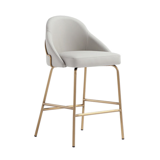 Manhattan Comfort - Gracie Leatherette Counter Stool with Steel Legs in Stone and Gold - Set of 2 - 2-CS019-GST veiw 2