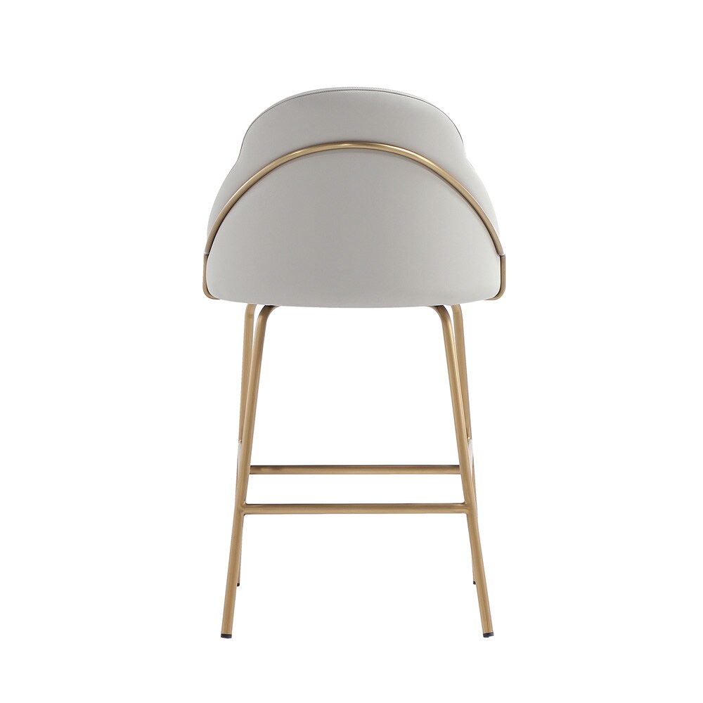 Manhattan Comfort - Gracie Leatherette Counter Stool with Steel Legs in Stone and Gold - Set of 2 - 2-CS019-GST veiw 4