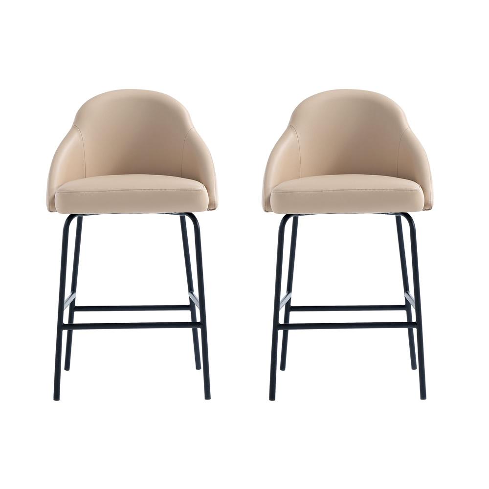 Manhattan Comfort - Gracie Leatherette Counter Stool with Steel Legs in Tan and Black - Set of 2 - 2-CS019-BTN veiw 1