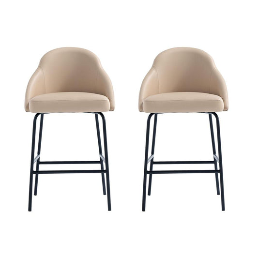Manhattan Comfort - Gracie Leatherette Counter Stool with Steel Legs in Tan and Black - Set of 2 - 2-CS019-BTN veiw 1