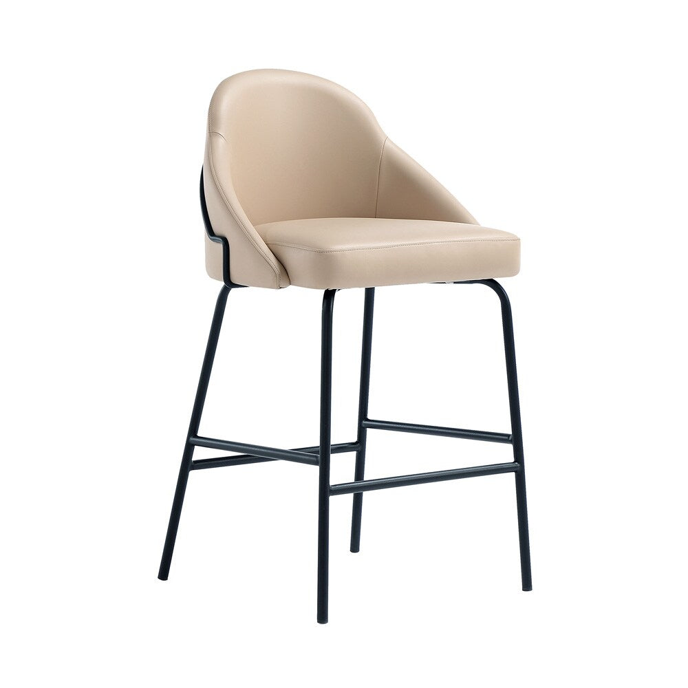 Manhattan Comfort - Gracie Leatherette Counter Stool with Steel Legs in Tan and Black - Set of 2 - 2-CS019-BTN veiw 2
