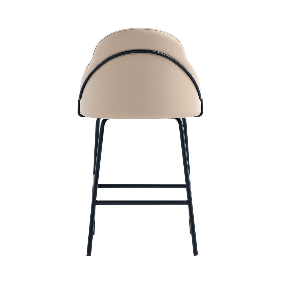 Manhattan Comfort - Gracie Leatherette Counter Stool with Steel Legs in Tan and Black - Set of 2 - 2-CS019-BTN veiw 4
