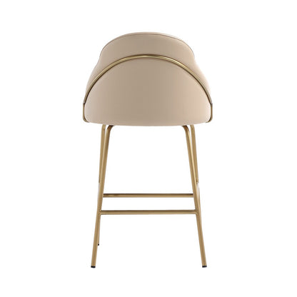 Manhattan Comfort - Gracie Leatherette Counter Stool with Steel Legs in Tan and Gold - Set of 2 - 2-CS019-GTN veiw 4