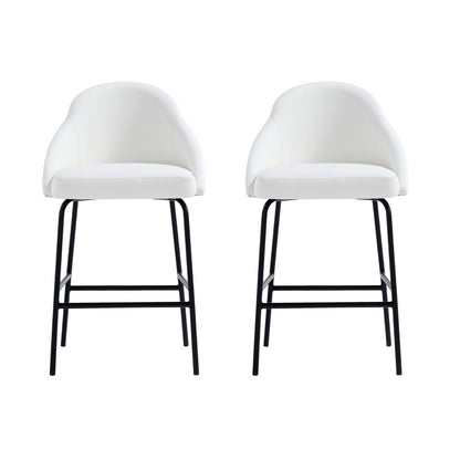 Manhattan Comfort - Gracie Leatherette Counter Stool with Steel Legs in White and Black - Set of 2 - 2-CS019-BWH veiw 1