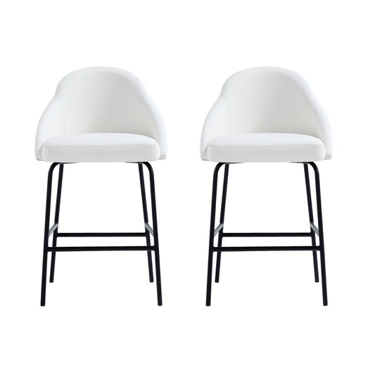 Manhattan Comfort - Gracie Leatherette Counter Stool with Steel Legs in White and Black - Set of 2 - 2-CS019-BWH veiw 1