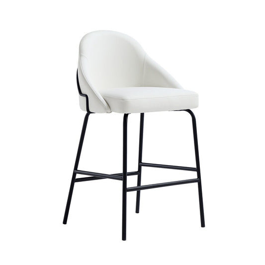 Manhattan Comfort - Gracie Leatherette Counter Stool with Steel Legs in White and Black - Set of 2 - 2-CS019-BWH veiw 2