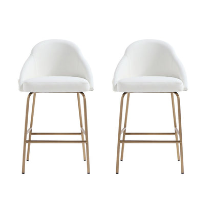 Manhattan Comfort - Gracie Leatherette Counter Stool with Steel Legs in White and Gold - Set of 2 - 2-CS019-GWH veiw 1