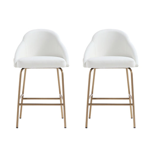 Manhattan Comfort - Gracie Leatherette Counter Stool with Steel Legs in White and Gold - Set of 2 - 2-CS019-GWH veiw 1
