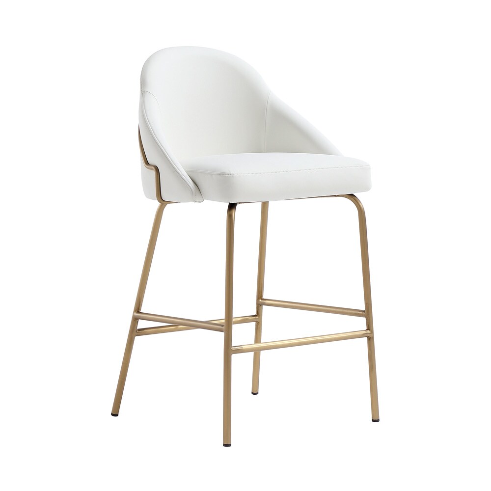 Manhattan Comfort - Gracie Leatherette Counter Stool with Steel Legs in White and Gold - Set of 2 - 2-CS019-GWH veiw 2