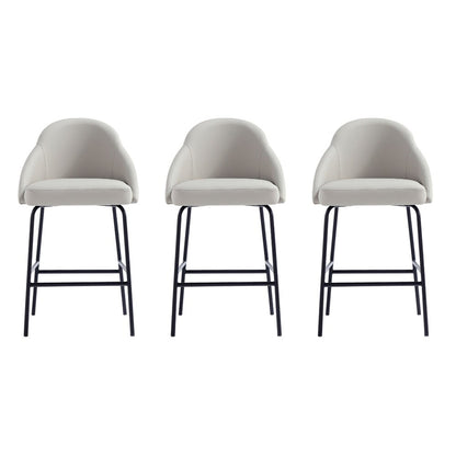 Manhattan Comfort - Gracie Leatherette Counter Stool with Steel Legs in Stone and Black - Set of 3 - 3-CS019-BST veiw 1