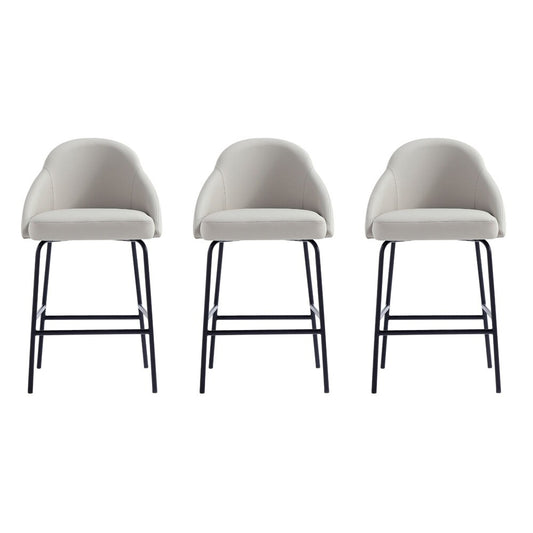 Manhattan Comfort - Gracie Leatherette Counter Stool with Steel Legs in Stone and Black - Set of 3 - 3-CS019-BST veiw 1