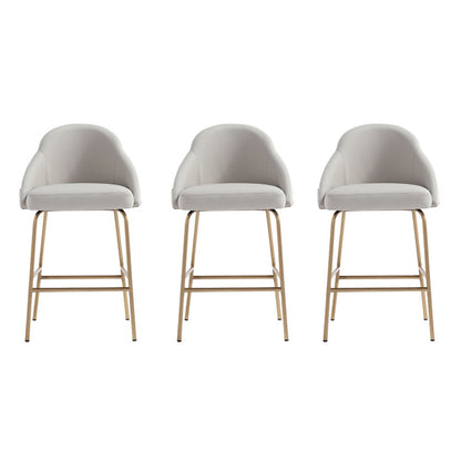 Manhattan Comfort - Gracie Leatherette Counter Stool with Steel Legs in Stone and Gold - Set of 3 - 3-CS019-GST veiw 1