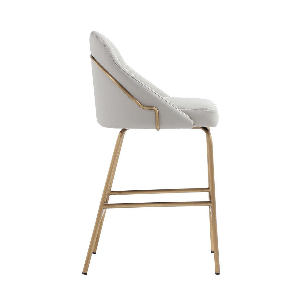 Manhattan Comfort - Gracie Leatherette Counter Stool with Steel Legs in Stone and Gold - Set of 3 - 3-CS019-GST veiw 3