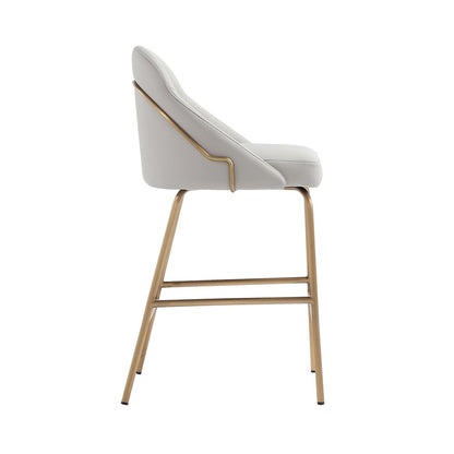 Manhattan Comfort - Gracie Leatherette Counter Stool with Steel Legs in Stone and Gold - Set of 3 - 3-CS019-GST veiw 3