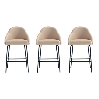 Manhattan Comfort - Gracie Leatherette Counter Stool with Steel Legs in Tan and Black - Set of 3 - 3-CS019-BTN veiw 1