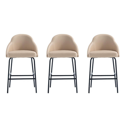 Manhattan Comfort - Gracie Leatherette Counter Stool with Steel Legs in Tan and Black - Set of 3 - 3-CS019-BTN veiw 1