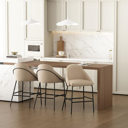 Manhattan Comfort - Gracie Leatherette Counter Stool with Steel Legs in Tan and Black - Set of 3 - 3-CS019-BTN veiw 8
