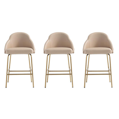 Manhattan Comfort - Gracie Leatherette Counter Stool with Steel Legs in Tan and Gold - Set of 3 - 3-CS019-GTN veiw 1