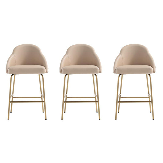 Manhattan Comfort - Gracie Leatherette Counter Stool with Steel Legs in Tan and Gold - Set of 3 - 3-CS019-GTN veiw 1
