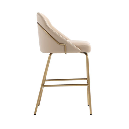 Manhattan Comfort - Gracie Leatherette Counter Stool with Steel Legs in Tan and Gold - Set of 3 - 3-CS019-GTN veiw 3