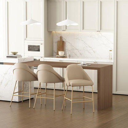 Manhattan Comfort - Gracie Leatherette Counter Stool with Steel Legs in Tan and Gold - Set of 3 - 3-CS019-GTN veiw 8