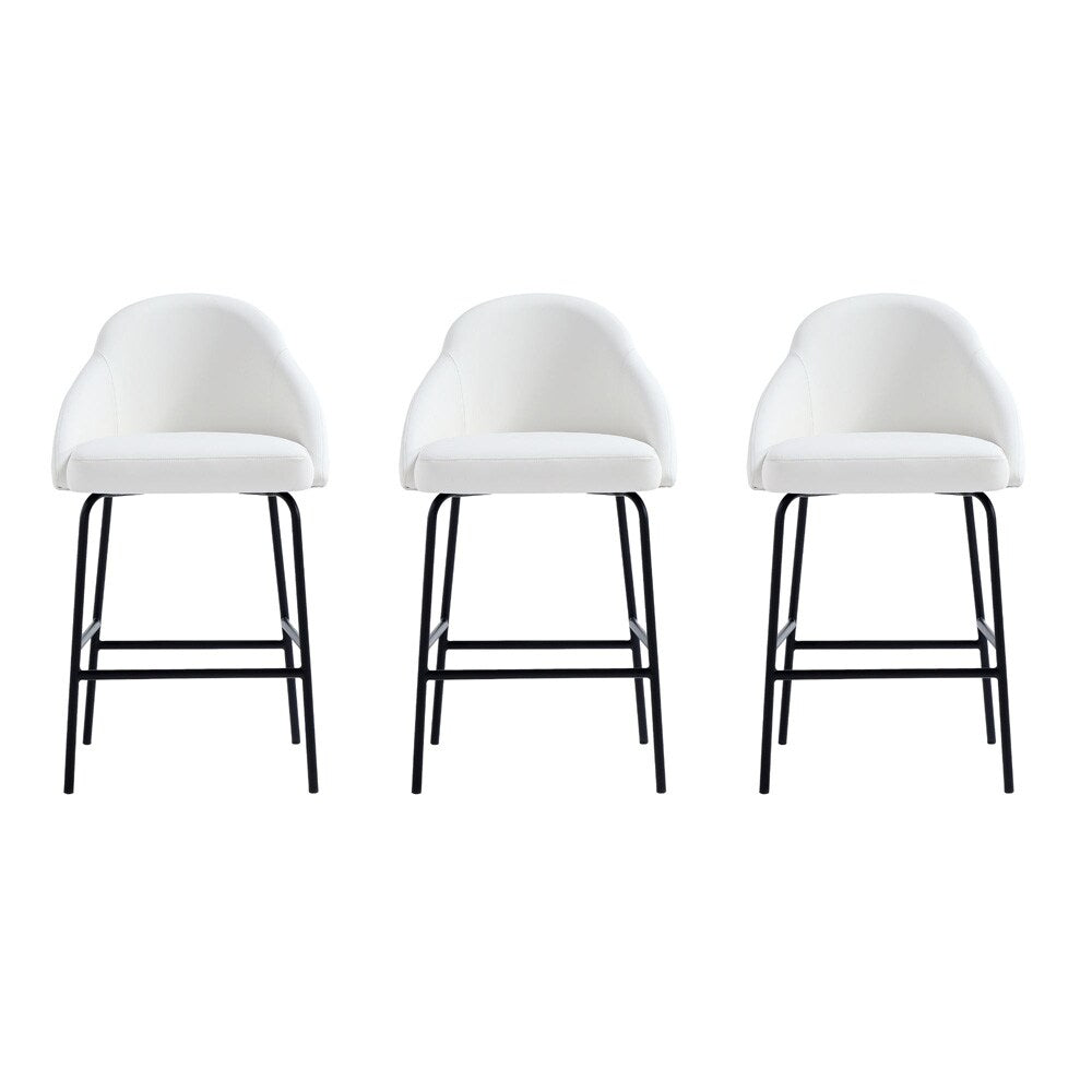 Manhattan Comfort - Gracie Leatherette Counter Stool with Steel Legs in White and Black - Set of 3 - 3-CS019-BWH veiw 1