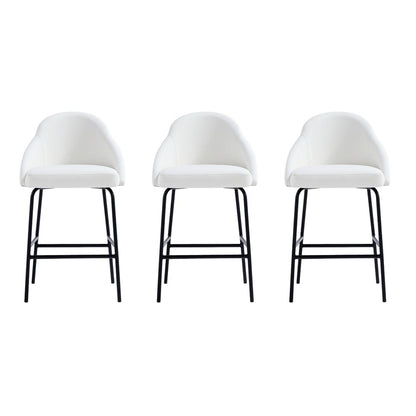 Manhattan Comfort - Gracie Leatherette Counter Stool with Steel Legs in White and Black - Set of 3 - 3-CS019-BWH veiw 1