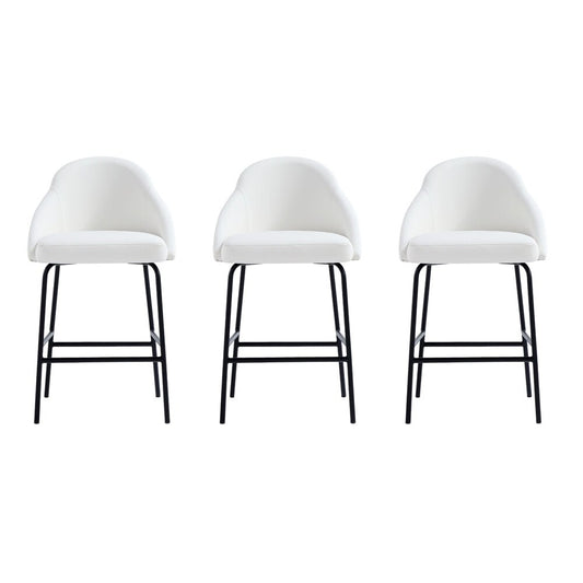 Manhattan Comfort - Gracie Leatherette Counter Stool with Steel Legs in White and Black - Set of 3 - 3-CS019-BWH veiw 1