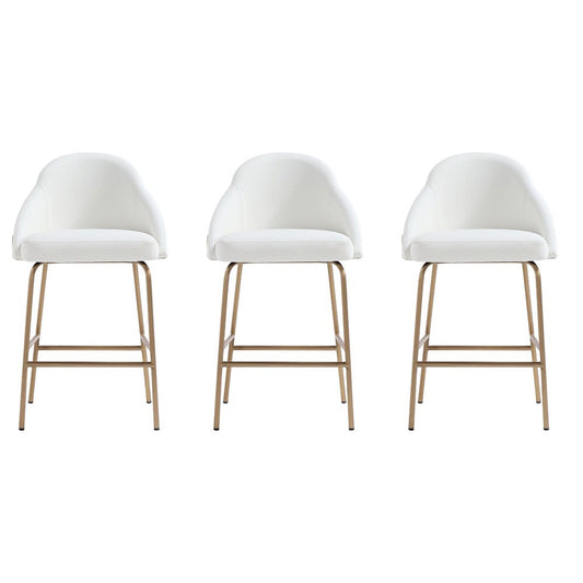 Manhattan Comfort - Gracie Leatherette Counter Stool with Steel Legs in White and Gold - Set of 3 - 3-CS019-GWH veiw 1
