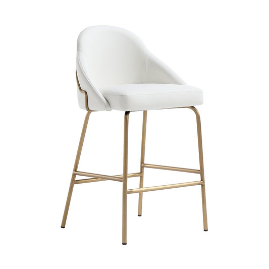 Manhattan Comfort - Gracie Leatherette Counter Stool with Steel Legs in White and Gold - Set of 3 - 3-CS019-GWH veiw 2