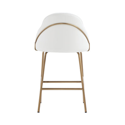 Manhattan Comfort - Gracie Leatherette Counter Stool with Steel Legs in White and Gold - Set of 3 - 3-CS019-GWH veiw 4